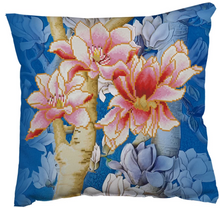 Load image into Gallery viewer, Magnolias on Blue 1 (Cushion)