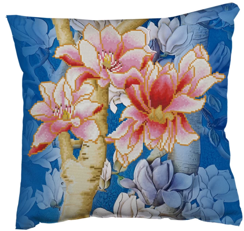 Magnolias on Blue 1 (Cushion)